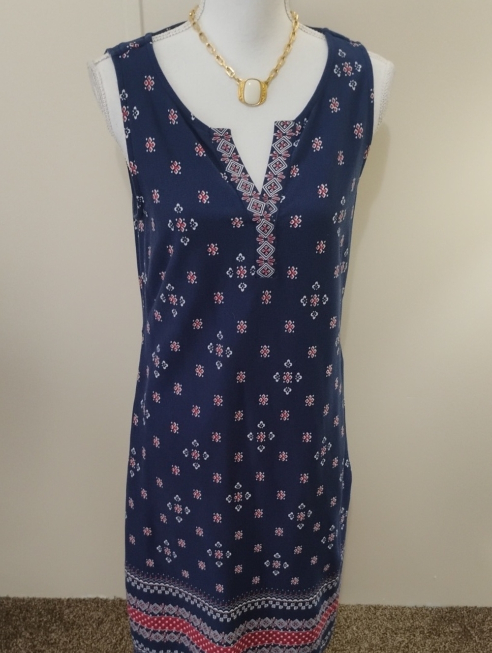 Talbots Navy Blue Printed Midi Dress - Picture 1 of 7